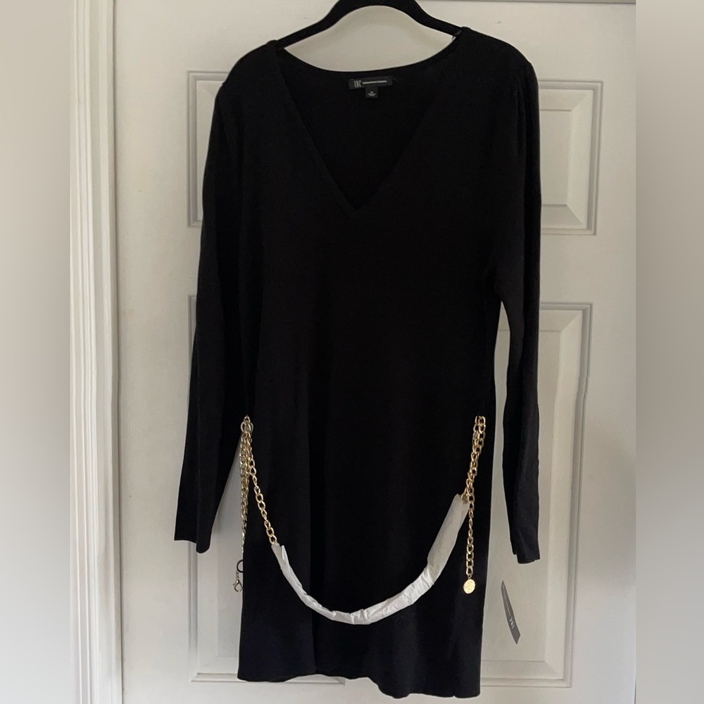 INC International Concepts Black V-Neck Dress - Size XL NWT